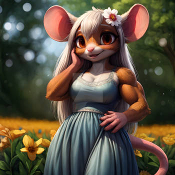 [Open] Adoptable - Buff Dress Mouse Girl