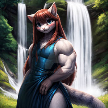 [Open] Adoptable - Muscular Cat Guy in Dress