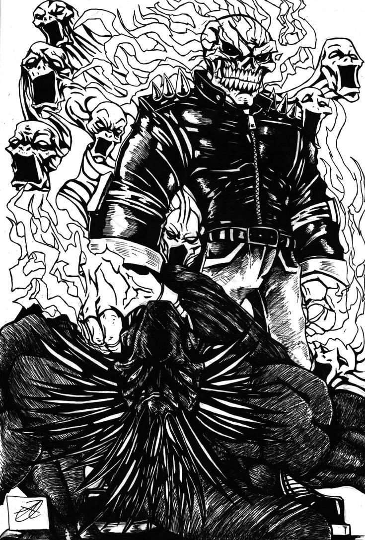 ghost rider vs blackheart original artwork by darkartistdomain on ...