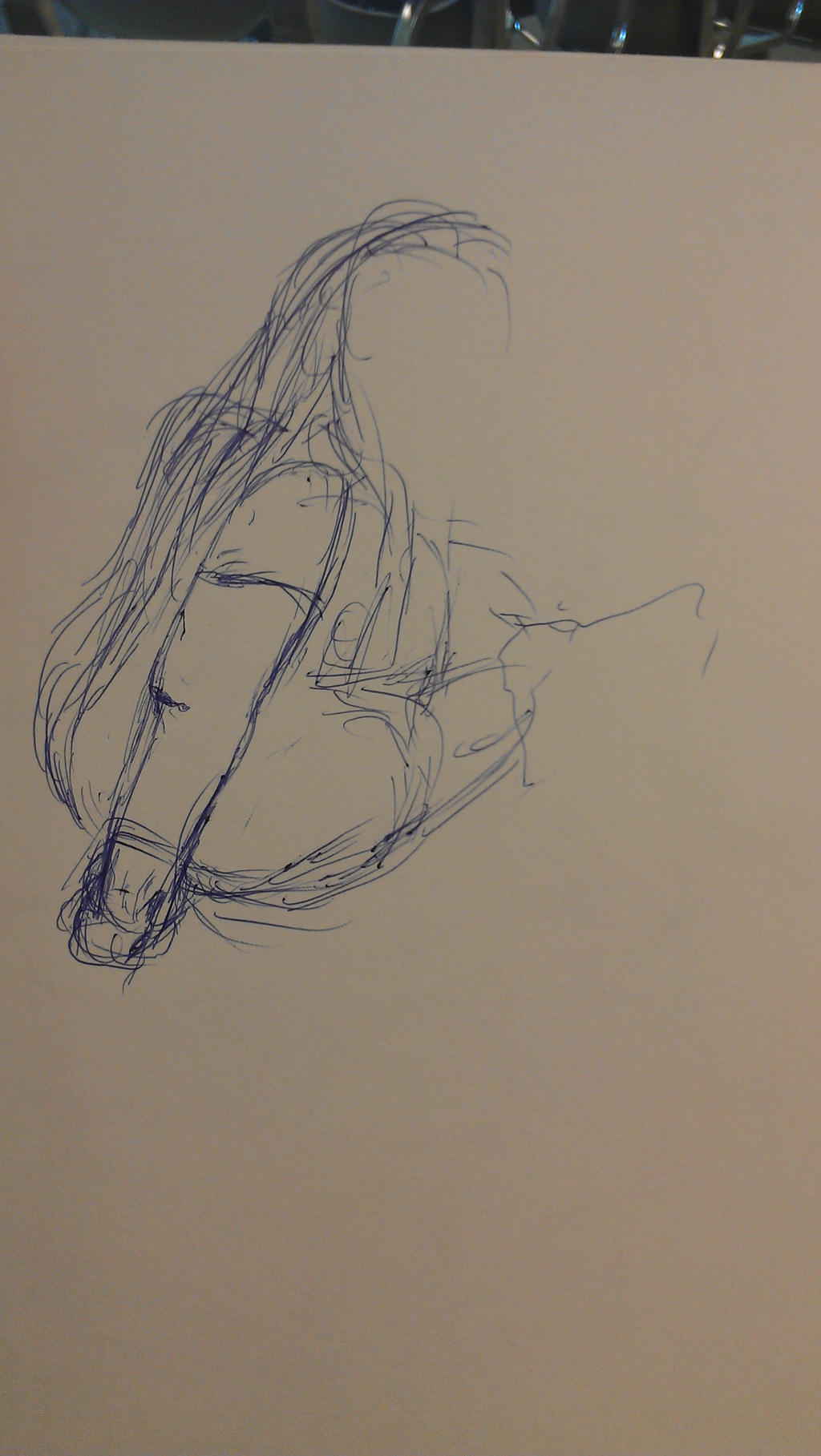 Girl Sitting In Quad, Drawn From Second Floor