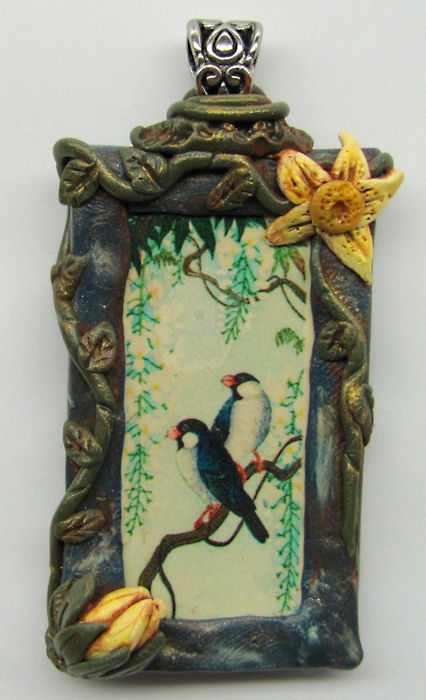 Blue Birds Polymer Pendant