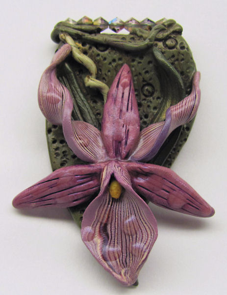 Polymer Purple Orchid Pendant