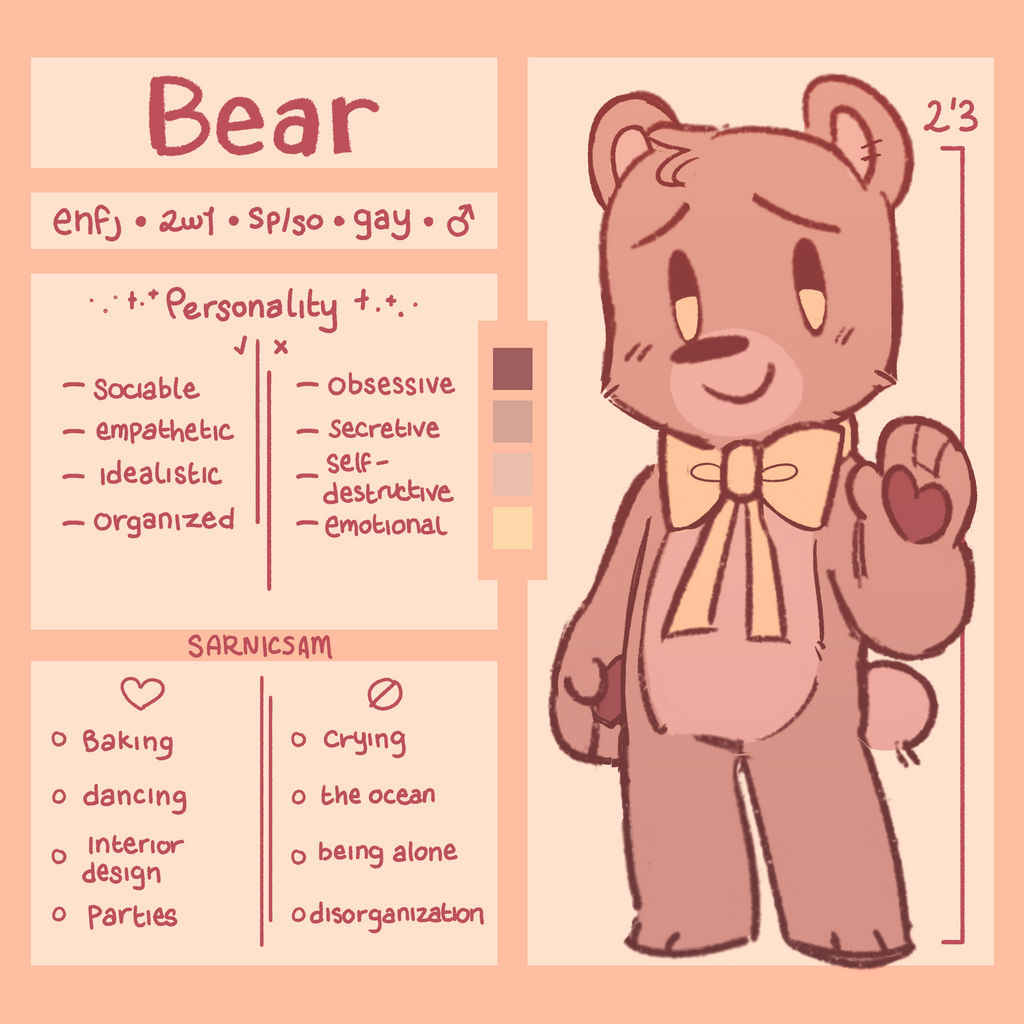 Teddy Bear Reference Sheet 2023 by sarnicsam on DeviantArt