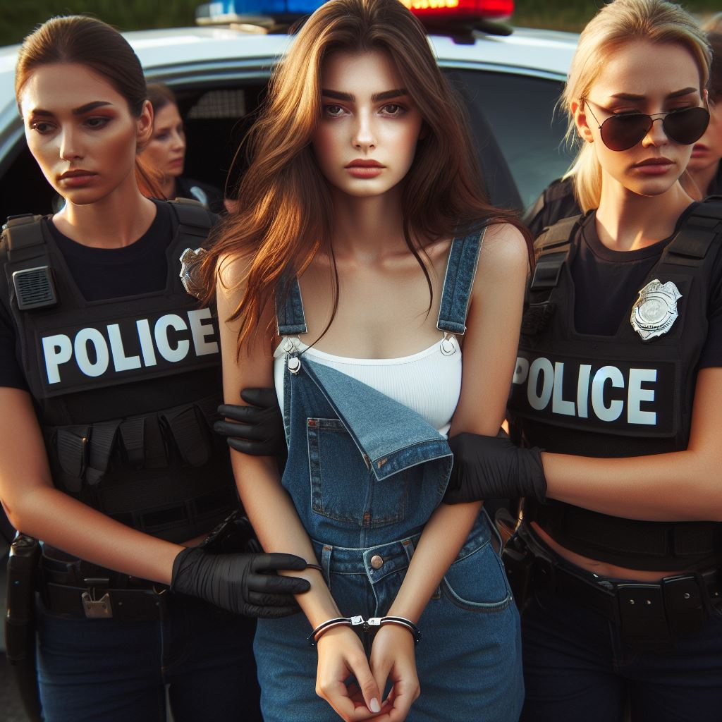 Girl in Jeans Overall Arrested by DarkfoxAI on DeviantArt