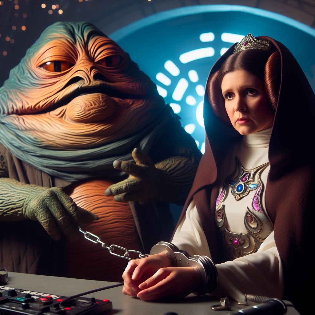 Jabba Hutt Having Leia as a Elegant Prisoner by DarkfoxAI on DeviantArt