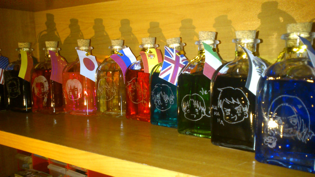 Engraved Hetalia characters mini bottles