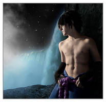 Sasuke behind the falls