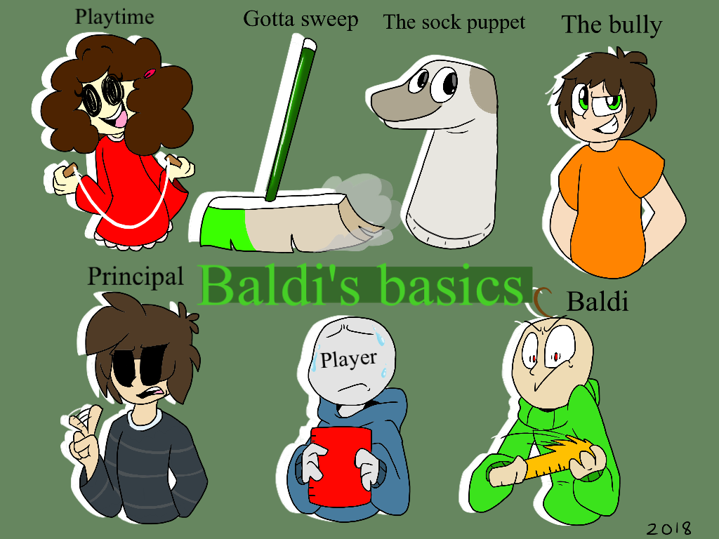 Almost all of the baldi's basics characters - Drawception