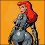 Cyborg woman looking back