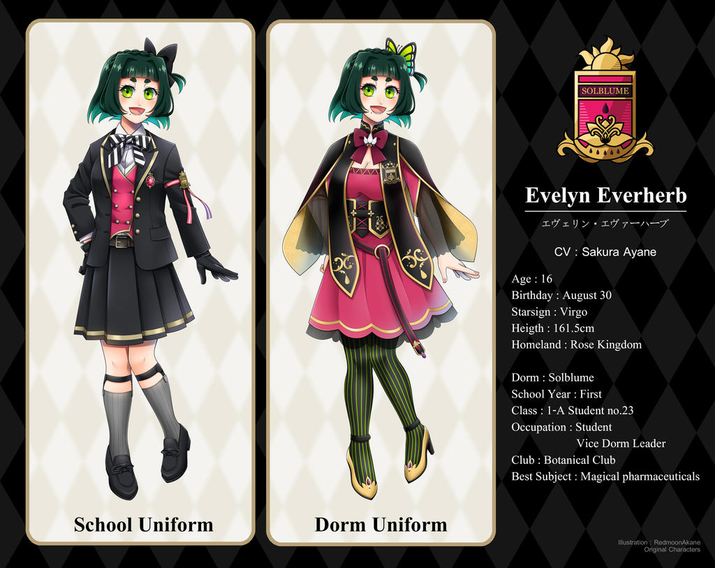 Twisted Wonderland OC 1 Evelyn (Full Body) by RedmoonAkane on DeviantArt