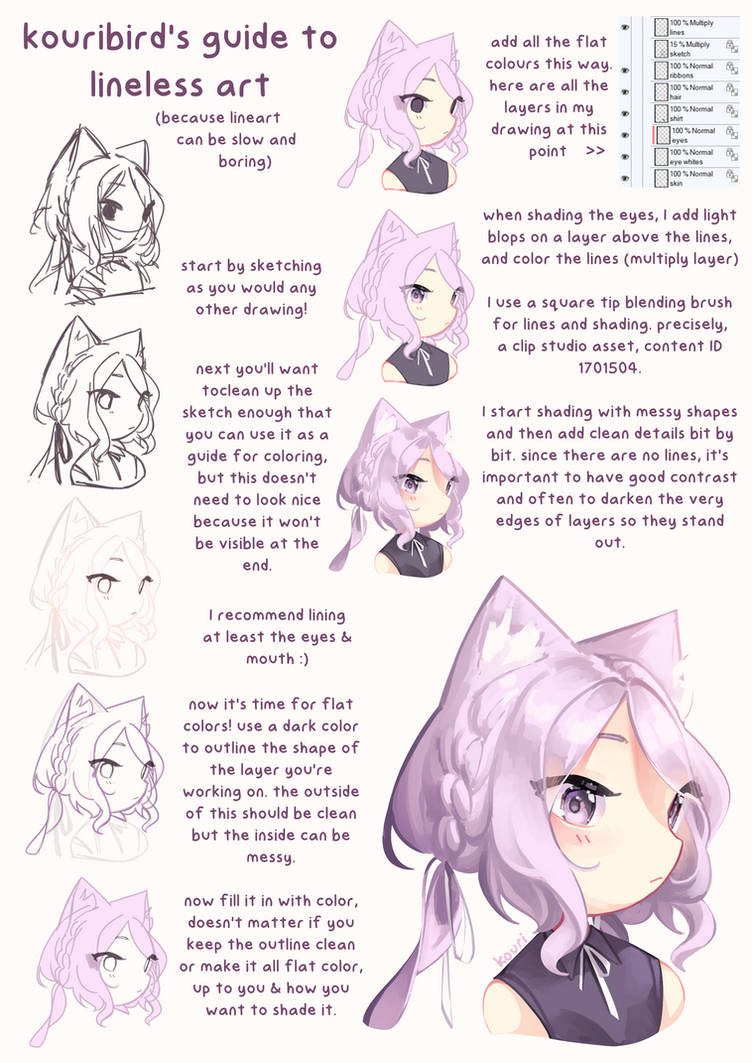 Tutorial Lineless Style Thanks For Dd By Kouribird On Deviantart Tutorial Lineless Style Thanks For Dd By Kouribird On Deviantart