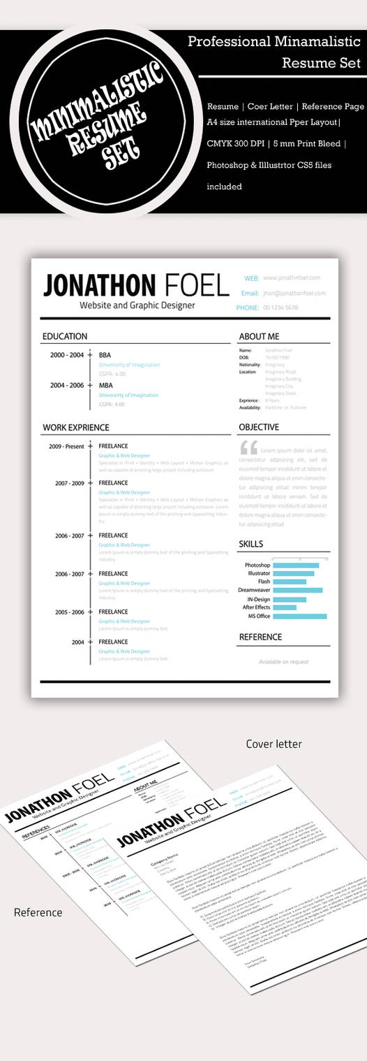 Minimalistic Resume template PSD by Simanto-90