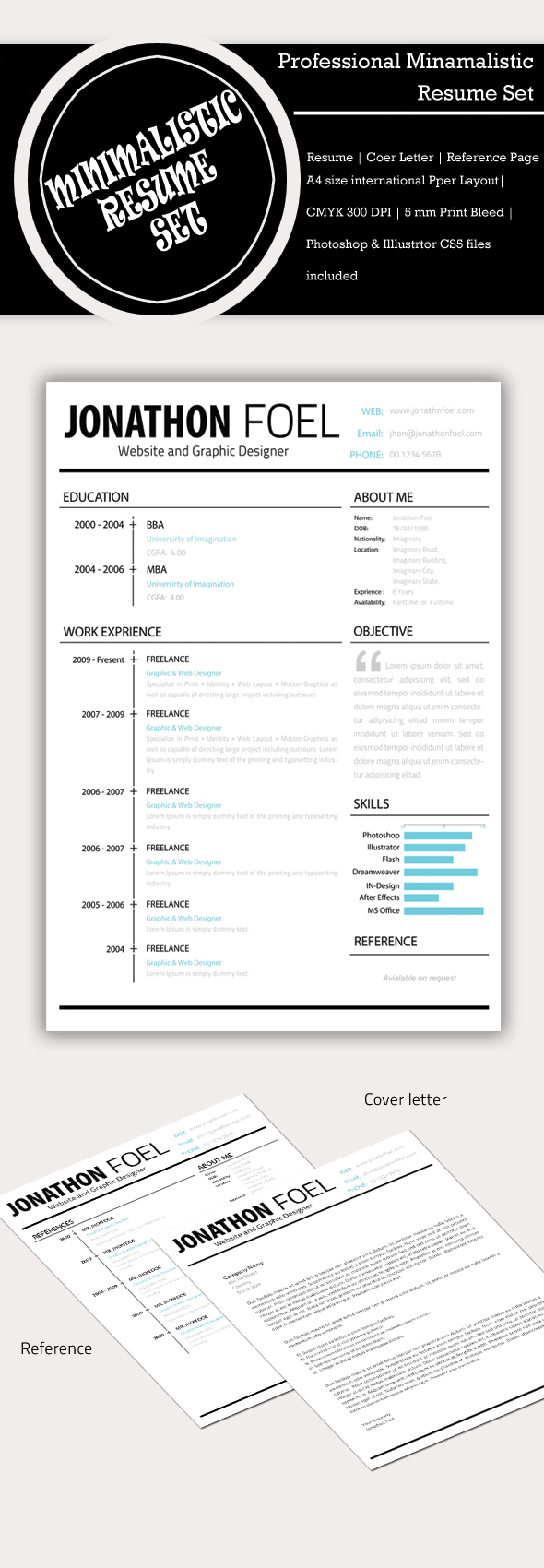 Minimalistic Resume template PSD by Simanto-90