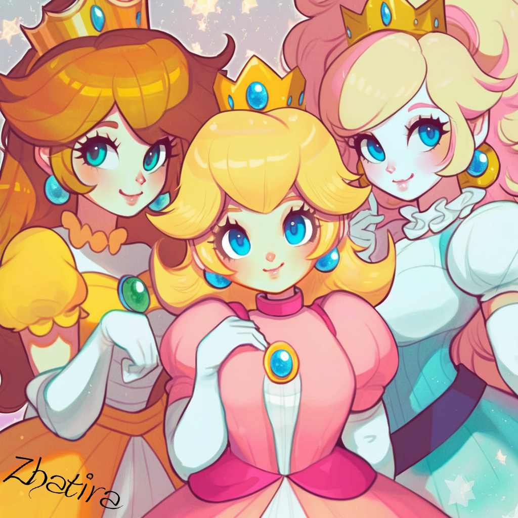 Daisy Raspberry Princess Peach Daisy and Rosalina by Zhatira on DeviantArt