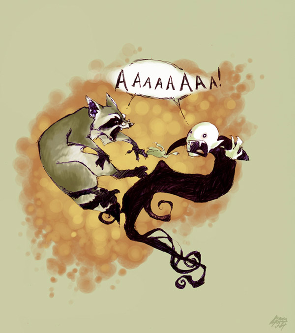 hehe... vampire slaying racoon