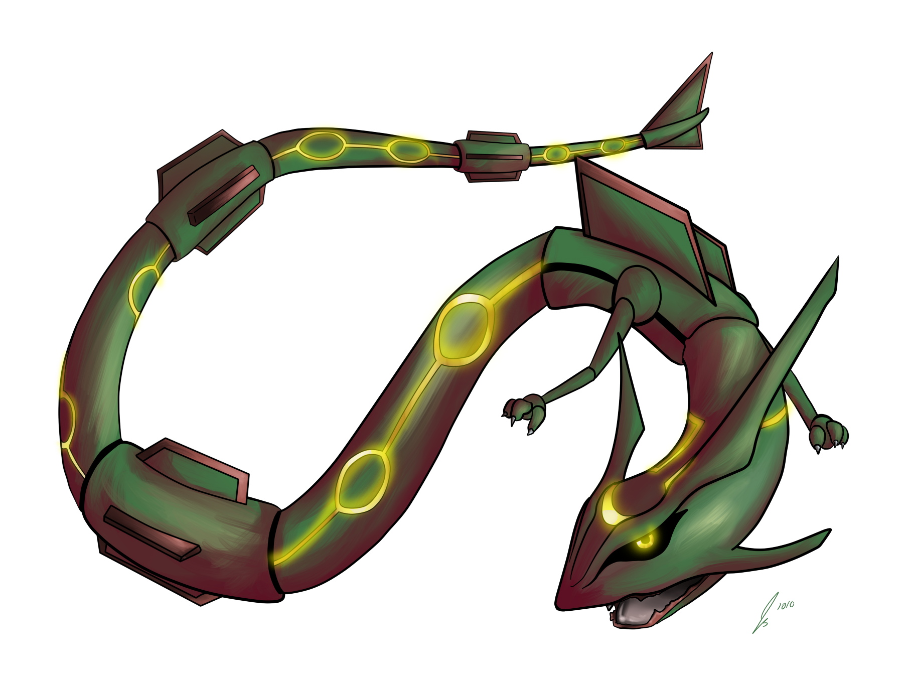 Pokemon: Shiny Rayquaza by GenkoNoMiko on deviantART