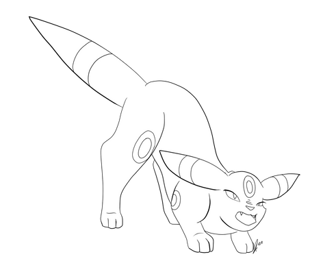 Umbreon Hiss Lineart