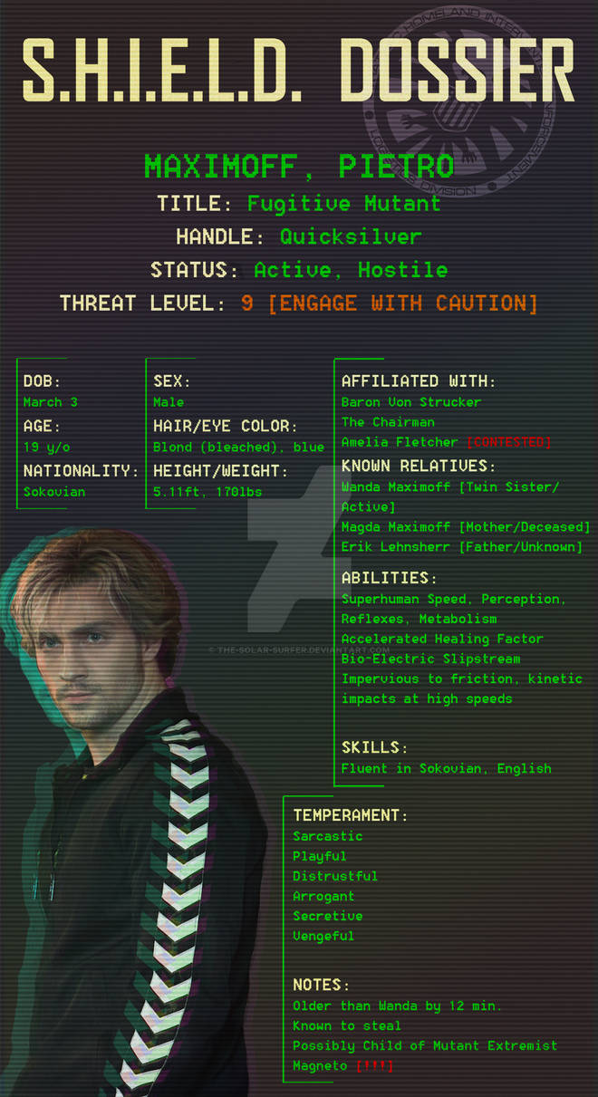 Pietro Maximoff SHIELD Dossier by TheSolarSurfer on DeviantArt