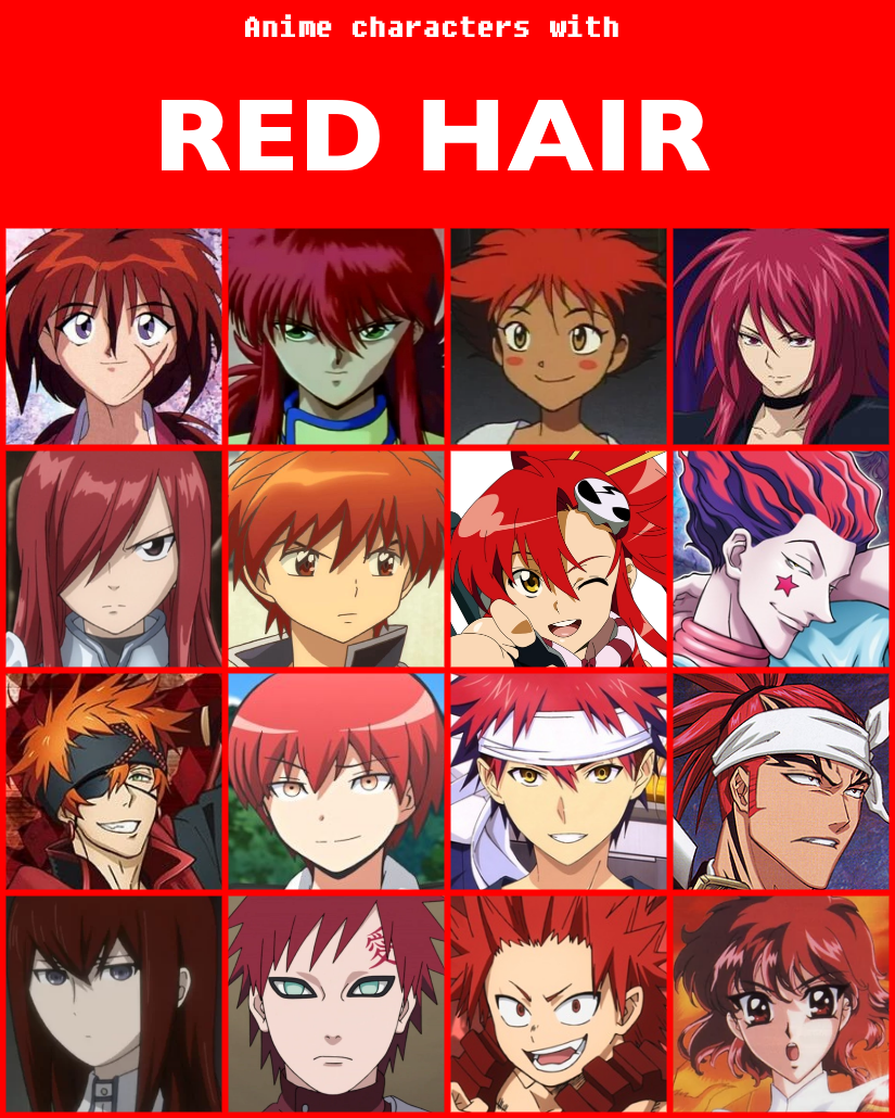 Anime characters with red hair [V2] by jonatan7 on DeviantArt