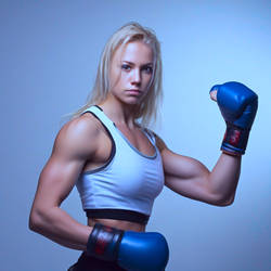 dominant blonde female fighter