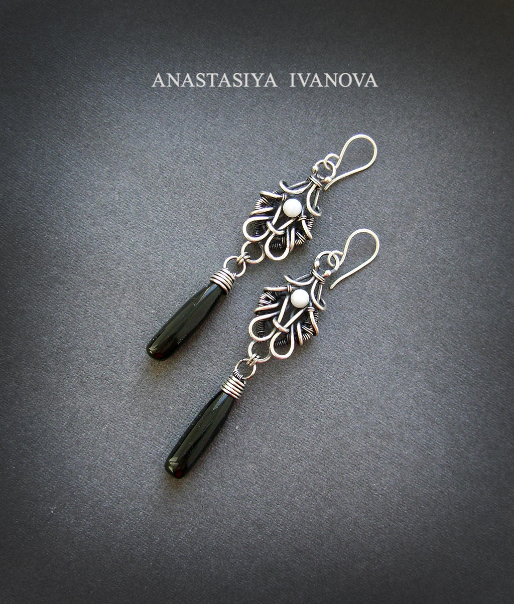 Iv83 Earrings with onyx by nastya-iv83 on DeviantArt