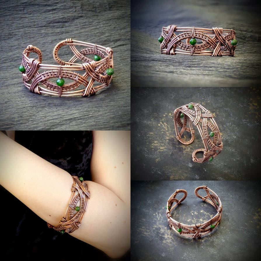 Iv83 Copper wire wrap bracelet with chrome diopside by nastya-iv83 on DeviantArt