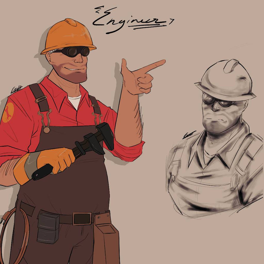 Tf2 Engineer Scetch Engineer TF2!!1 by FantasioXeno on DeviantArt