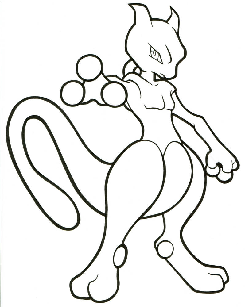 Mewtwo Lineart 150 by ArticWolfSpirit on DeviantArt