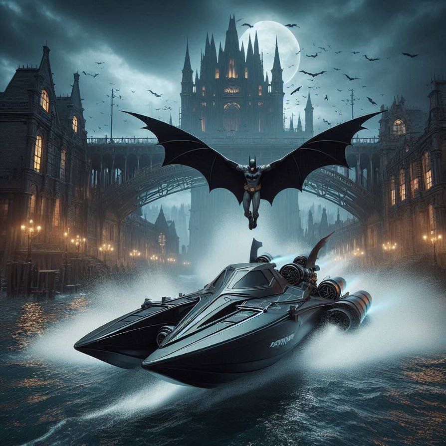 Batman and his Batboat by mnjedi on DeviantArt
