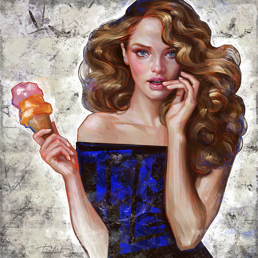 Girl with ice creom by Olga-Tereshenko Girl with ice creom by Olga-Tereshenko
