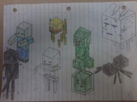 Minecraft Mobs Drawing by HiddenKeyblade97 on DeviantArt