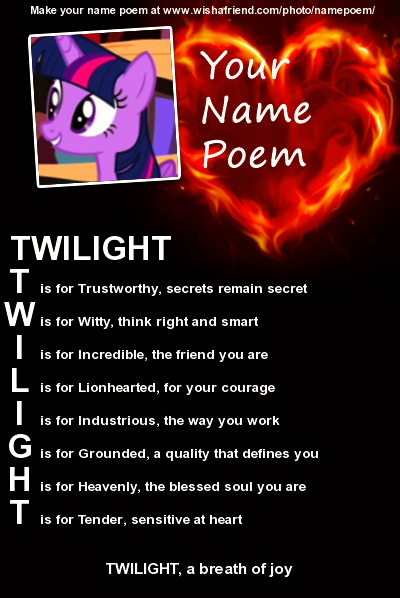 Twilight sparkles Name Poem