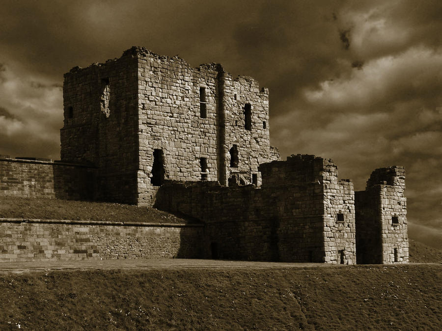 Tynemouth Castle in sepia