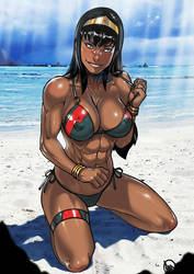 Wonder Woman Yara Flor on the Beach Commission