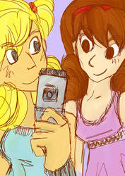 Skye And Raine With Cell Phone