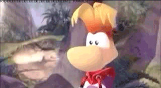 Rayman scratches the back of his head