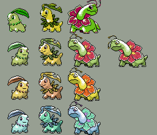 32x32 chikorita Pokémon outline or green outline : r/aseprite