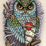 Sugar Skull Owl Half Sleeve Tattoo