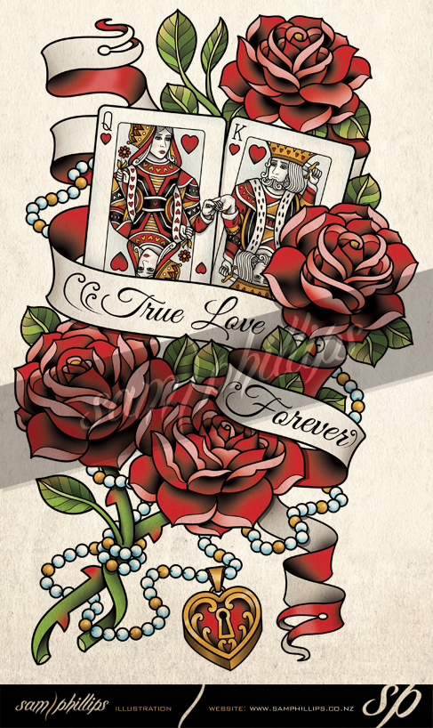 Cards King And Queen Of Hearts Tattoo By Sam Phillips Nz On Deviantart