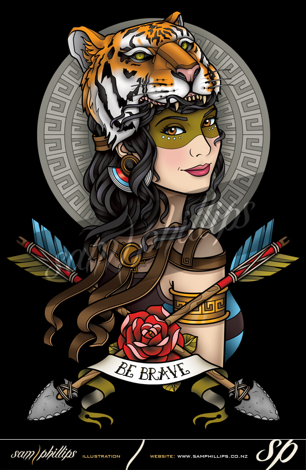 Be Brave Tiger Head Girl Tattoo by Sam-Phillips-NZ on DeviantArt Be Brave Tiger Head Girl Tattoo by Sam-Phillips-NZ on DeviantArt
