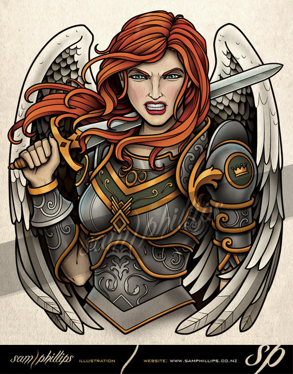 Female Warrior Angel Tattoo by Sam-Phillips-NZ on DeviantArt
