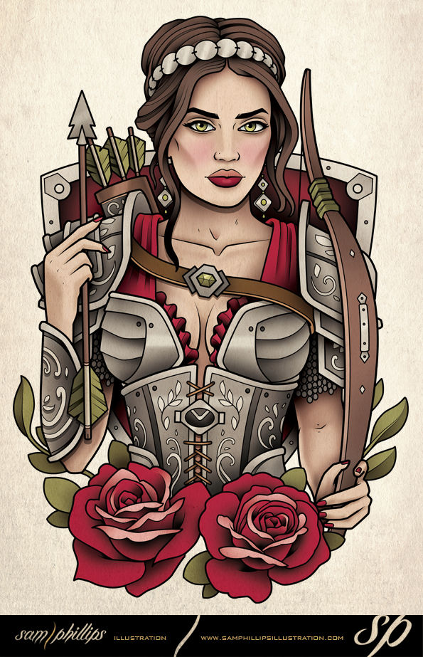 Girl In Armor Tattoo 3 by Sam-Phillips-NZ on DeviantArt