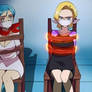 Bulma, C18 and Chichi chairtied and gagged