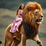 Beauty in pink riding a lion05