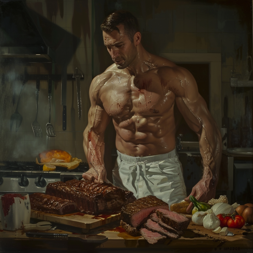 Deviantart Meat Factory A Beefcake Father making Beef- Ai Art by NudeCreator91 on DeviantArt