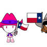 Cowgirl Robotgirl and Cowgirl Lola with Texas Flag