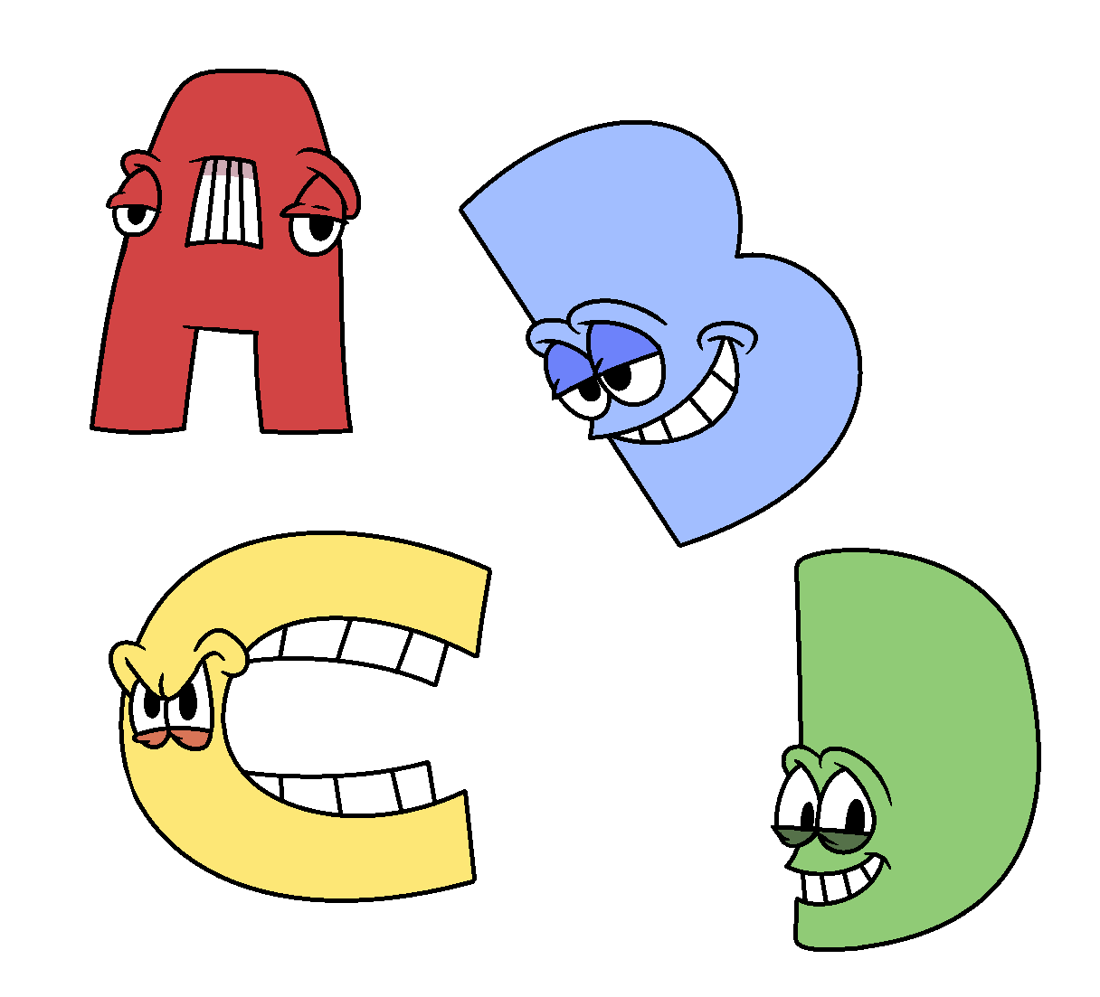 A PNG of All of the alphabet lore characters I could fit into a