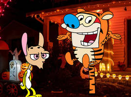 Ren and Stimpy as Rabbit and Tigger