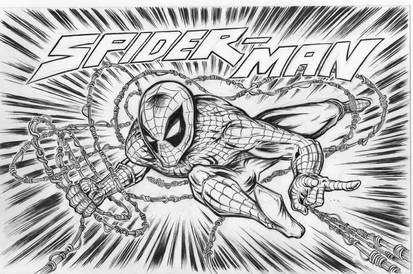 Spiderman Drawing-Line Art by Landon Huber