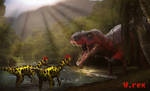 Jurassic park Novel 3D rex vs dilo by Wolfhooligans